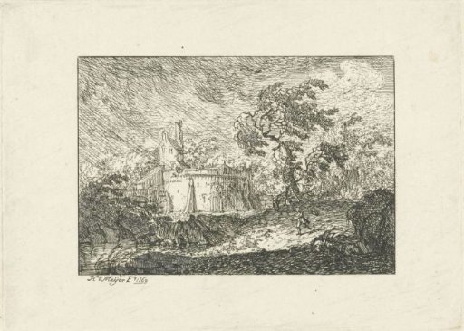 Landscape in rain and storm