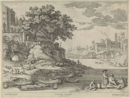 Harbour with Rowing Boats, Figures and Cattle