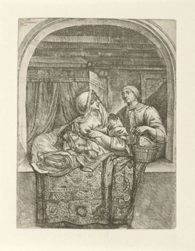 Woman nursing her child