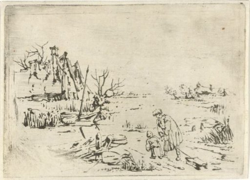 Winter landscape with farms