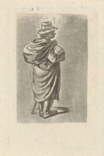 Traveller with bag on back