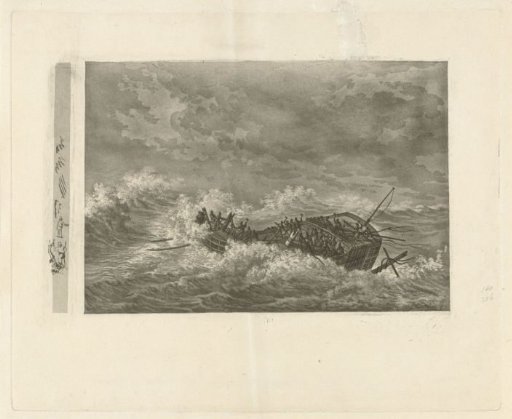 Stormy sea with sinking ship