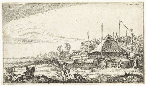 Landscape with resting peddlers