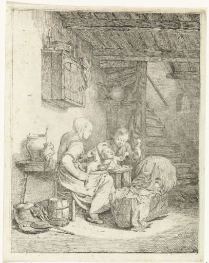 Woman and two children in an interior