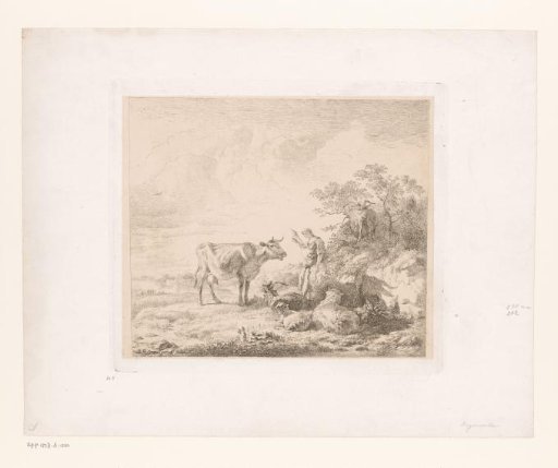Landscape with a spinner and cattle