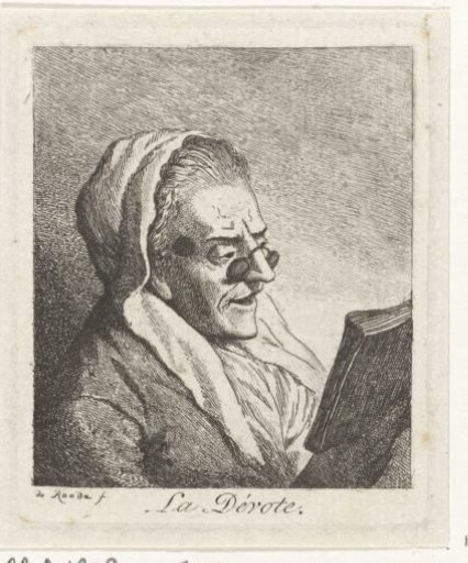 Old woman reading with spectacles