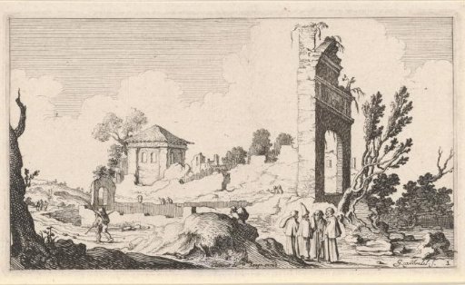 Hilly Landscape with a Ruined Wall and a Gate