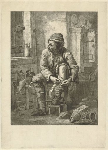 Man binding his leg