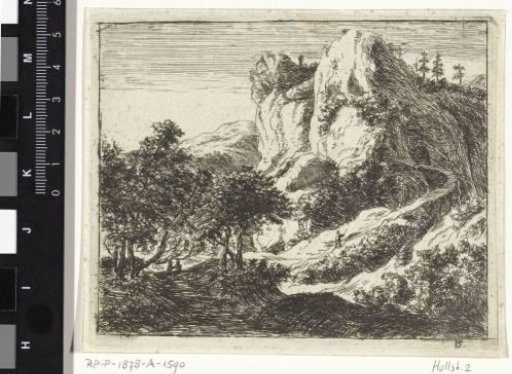 Mountain landscape with walkers