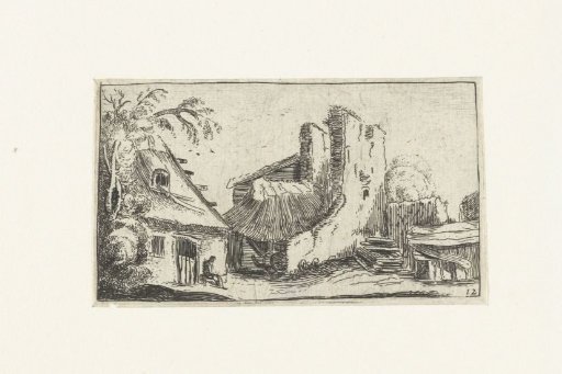 Farmhouse near ruins of a wall