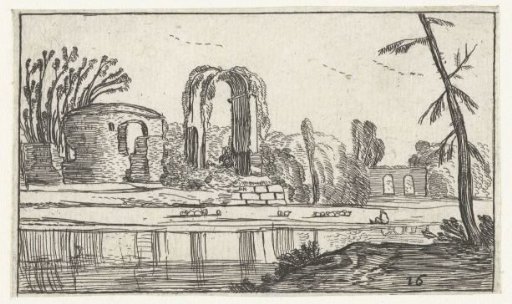 Ancient ruins by a river