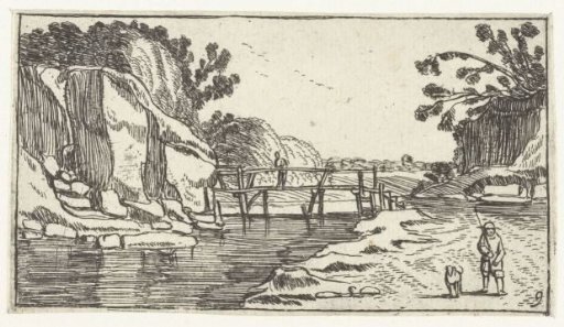 Rocky landscape with path along river