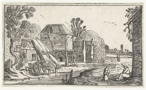 Farmhouse and barn on piles on the water