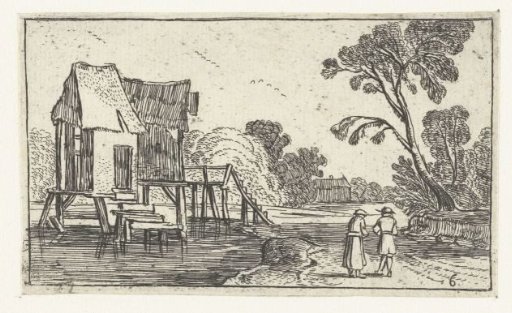 Path along a river with buildings on piles