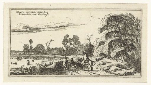 Rider and walkers on a road near Lisse