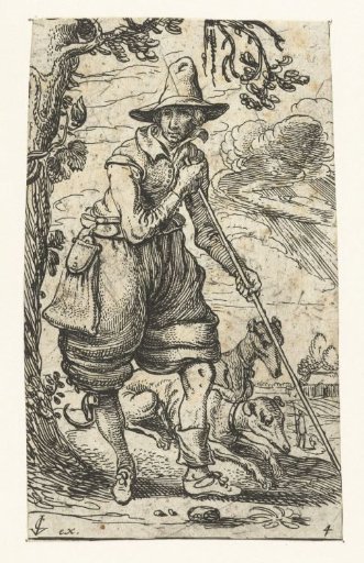 Hunter with two dogs