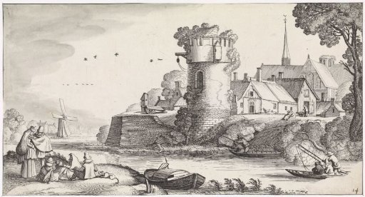 Watchtower by a river