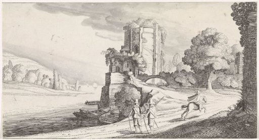 Round tower by a river
