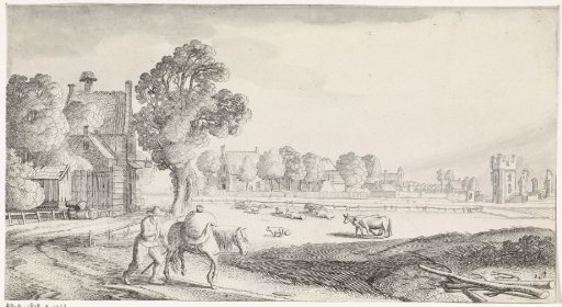 Peasant with a packhorse on a country road