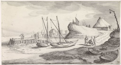 Boats on a riverbank