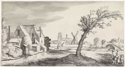 Family by a House with a City in the Background