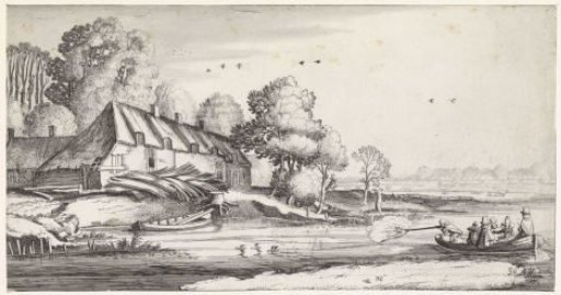 Duck Hunt on a River by a Farm