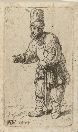 Beggar with a tall cap