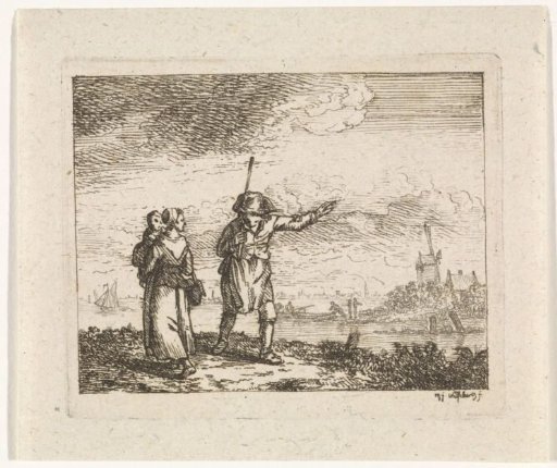 Man and woman on a path along a river