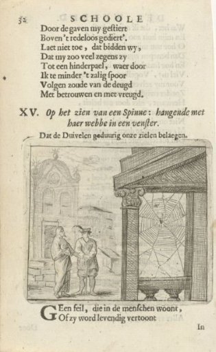 Two figures looking at a spiderweb