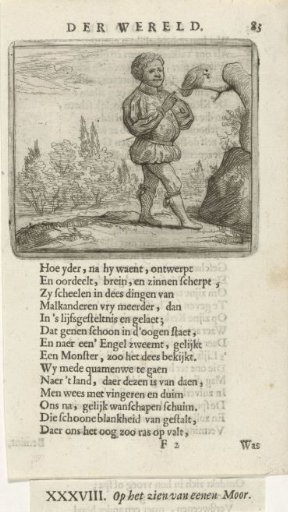 Black man with a bird on a branch