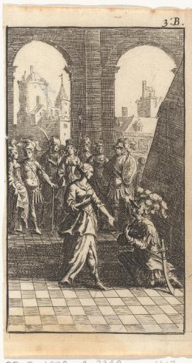 Soldier Kneeling before a Woman in a Loggia