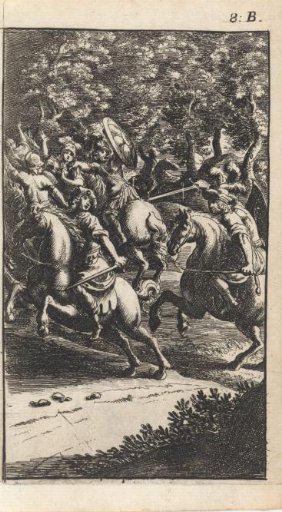 Fighting mounted soldiers in a forest