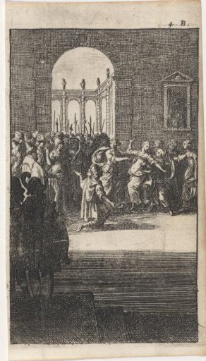 Soldier kneeling before a woman