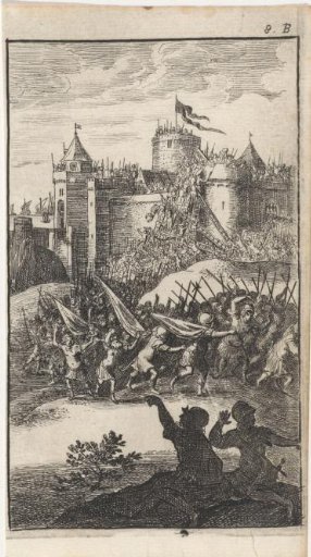 Soldiers storm a castle