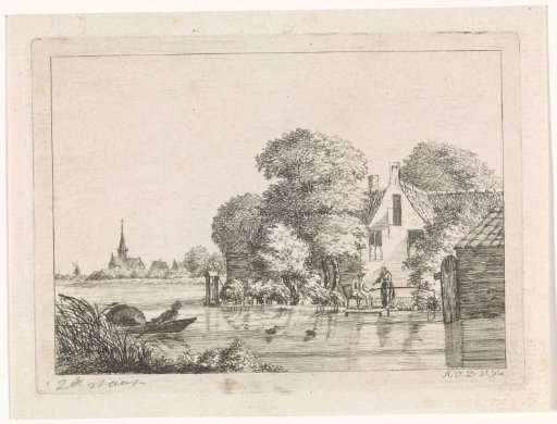 Angler and a Woman in Front of a House