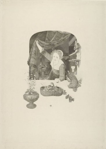 Woman with a Basket of Fruit in Her Hand by the Window