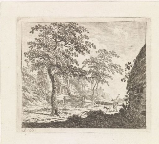 Landscape with a walker and a dog