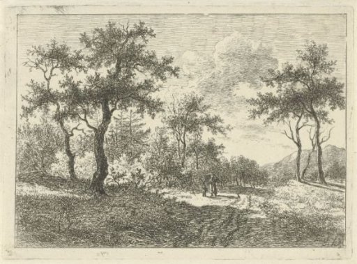 Wooded landscape with a woman and a boy