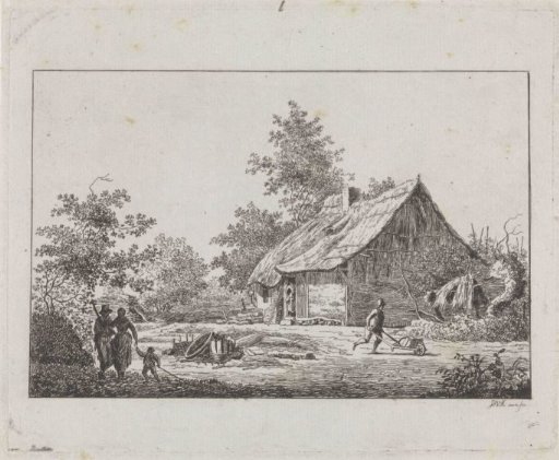 Figures near a farm