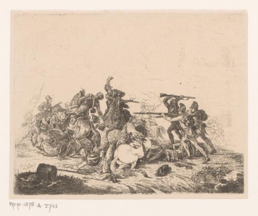 Fight between cavalry and infantry
