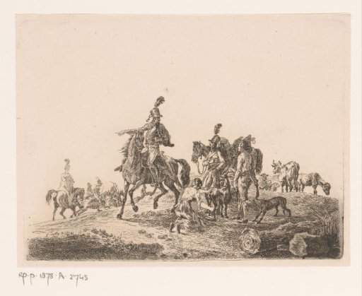 Shepherds with their Animals and a Troop of Cavalry