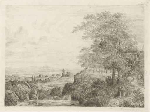 Southern landscape with a temple and figures