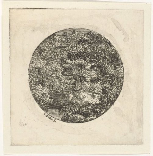 Forest landscape in a round frame