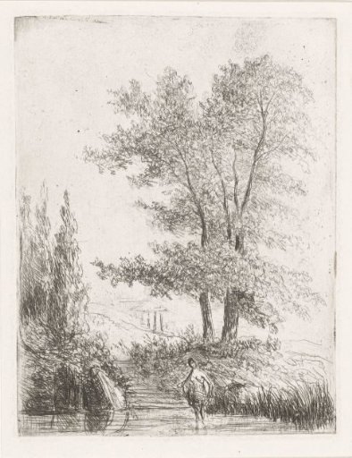 Hilly landscape with bather