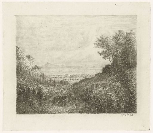 Hilly landscape with path to valley