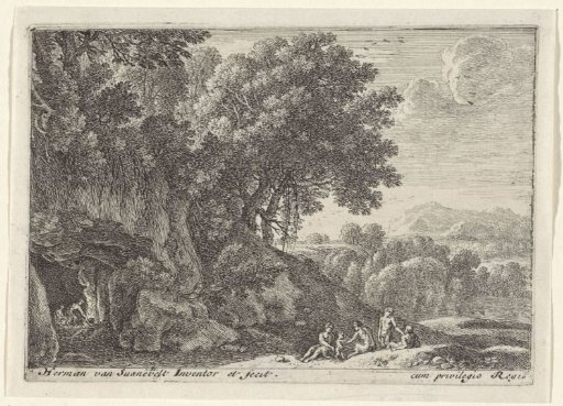 Satyrs around a fire in a cave