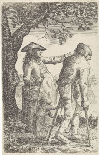 Beggars on Crutches with a Woman and a Child