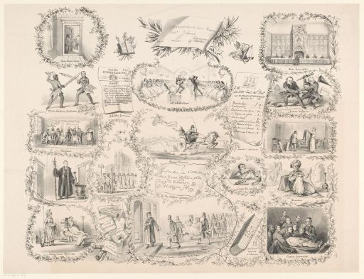Caricature with Scenes from Student Life