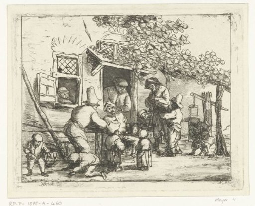 Two Street Musicians in Front of a House