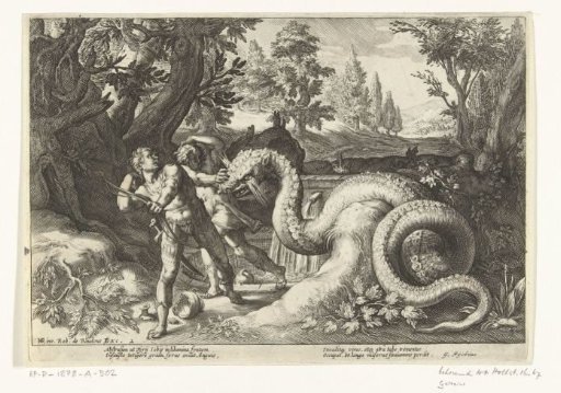 Companions of Cadmus devoured by a dragon